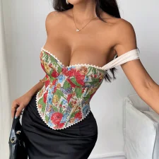 SC Retro Jacquard Wrap-Front Fishbone Camisole GOMN-71097