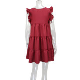 SC Ruffles Sleeve Loose Patchwork Casual Dress GWLS-LD201002