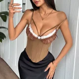SC Mesh Patchwork Lace Backless Sling Tank Tops GOMN-70113