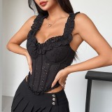SC Solid Color Sleeveless Tie Up Tank Top  GOMN-71098