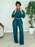 SC Contrast Color Straight Sport Pants Two-Piece Set SFY-827