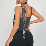 SC Leopard Patchwork Contrast Color Sling Tank Top GOMN-70354