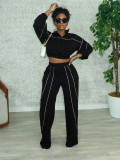 SC Contrast Color Straight Sport Pants Two-Piece Set SFY-827