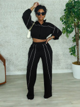 SC Contrast Color Straight Sport Pants Two-Piece Set SFY-827