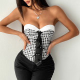 SC Plaid Contrast Color Necktie Wrap Tank Top GOMN-71079