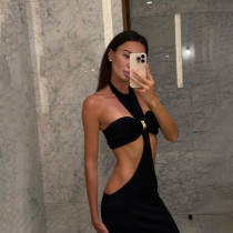 SC Solid Color Tube Top And Halterneck Dress 2 Piece Set GZJQ-K25S87224