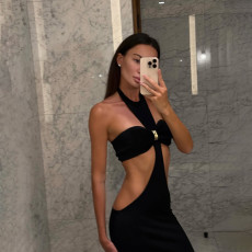 SC Solid Color Tube Top And Halterneck Dress 2 Piece Set GZJQ-K25S87224