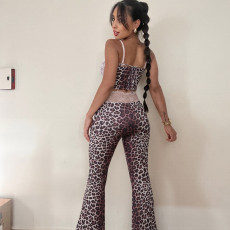 SC Leopard Print Sling Tight Two Piece Pants Set GZJQ-K25S86812