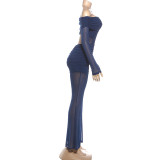 SC One Shoulder Mesh Patchwork Jumpsuit GZJQ-K25Q86036