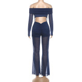 SC One Shoulder Mesh Patchwork Jumpsuit GZJQ-K25Q86036