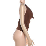 SC Solid Color Halterneck Backless Tops GZJQ-K25B87999