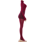 SC Solid Color Long Sleeve Tight Three Piece Pants Set GZJQ-K25S89466