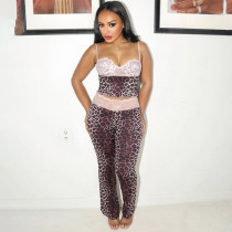 SC Leopard Print Sling Tight Two Piece Pants Set GZJQ-K25S86812