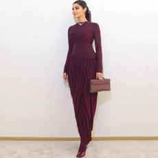 SC Mesh Patchwork Ruched Irregular Maxi Dress GZJQ-K25D87069