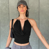 SC Solid Color Halterneck Backless Tops GZJQ-K25B87999