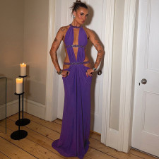 SC Sexy Hollow Out Backless Maxi Dress GZJQ-K25D85500