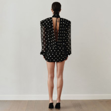 SC Polka Dots Print Backless Mini Dress XEF-K25D88364