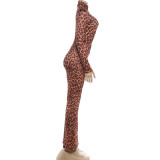 SC Leopard Print Long Sleeve Top Micro Flare Pants Suit XEF-K25S88816