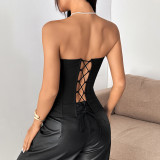 SC Lace Fishbone Chest Padded Wrap Vest GOMN-71316