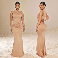 SC Sleeveless Solid Color Backless Maxi Dress GZIY-6361