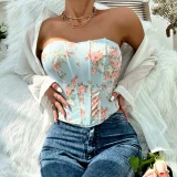 SC Backless Floral Print Bandeau Fishbone Tank Top GOMN-FL0033