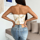 SC Backless Floral Print Bandeau Fishbone Tank Top GOMN-FL0033