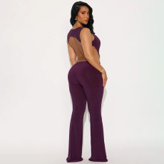 SC Hollow Out Backless Bodysuit Pants 2 Piece Set MXBF-J25ST434