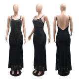 SC Hot Drill Backless Solid Color Maxi Dress CYA-902228