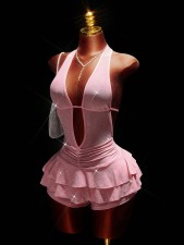 SC Solid Color Halterneck Backless Romper GXIY-K25L1864