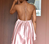 SC Halterneck Tie Up Backless Mini Dress XHXF-477