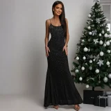 SC Hot Drill Backless Solid Color Maxi Dress CYA-902228
