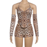 SC Leopard Print Tie Up Warp Chest Two Piece Short Set GSLF-K25S86184