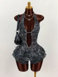 SC Leopard Print Tie Up Backless Mini Dress GXIY-K25L1703