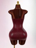 SC Deep V Neck Solid Color Sling Mini Dress GXIY-K25L1825