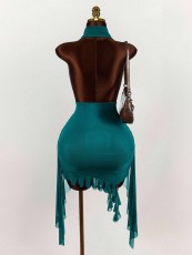 SC Solid Color Backless Irregular Mini Dress GXIY-K25L1668