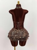 SC Leopard Print Tie Up Backless Mini Dress GXIY-K25L1703