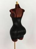 SC Deep V Neck Solid Color Sling Mini Dress GXIY-K25L1825