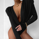 SC Solid Color Long Sleeve Tight Bodysuit GSLF-K25K89083