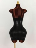 SC Deep V Neck Solid Color Sling Mini Dress GXIY-K25L1825