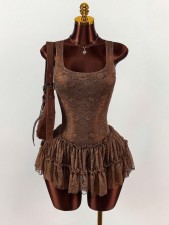 SC Sleeveless Lace Patchwork Mini Dress GXIY-K25L1805