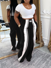 SC Contrast Color Casual Wide Leg Pants AIL-342