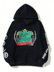 SC Letter Print Long Sleeve Hooded Sweatshirt YWXS-XS-2706