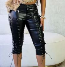 SC Fashion PU Leather Bandage Five-Tenths Pant GFCF-1436