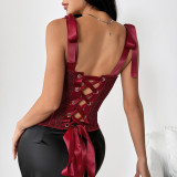 SC Bow Tie Up Solid Color Tank Tops GOMN-71414