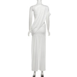 SC Solid Color Ruched Backless Maxi Dress GYME-K25D88753