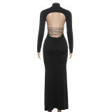 SC Solid Color Backless Tie Up Maxi Dress GYME-K25D85984