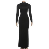 SC Solid Color Backless Tie Up Maxi Dress GYME-K25D85984