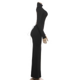 SC Solid Color Backless Tie Up Maxi Dress GYME-K25D85984
