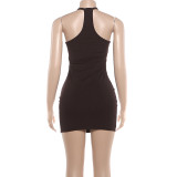 SC Solid Color V Neck Vest Dress GYME-K25D89490
