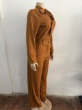 SC Solid Color Tie Up Bow Wide Leg Jumpsuit OSM-4496